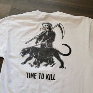 Sketchy Tank "Time To Die" Large White Short Sleeve Tee Shirt Logo ST